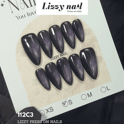 Lizzy Nail 112 | Nailbox Móng Úp Mắt Mèo Tím | Set 10 Móng Giả Press On Nails Dự Tiệc, Đám Cưới, Kỷ Yếu 3