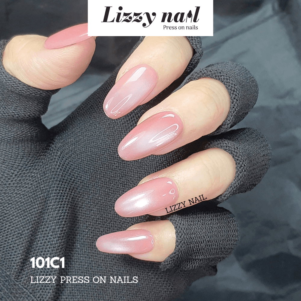 Lizzy Nail 101 | Nailbox Móng Úp Mắt Mèo Hồng  | Set 10 Móng Giả Press On Nails Dự Tiệc, Đám Cưới, Kỷ Yếu