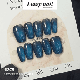 Lizzy Nail 113 | Nailbox Móng Úp Mắt Mèo Lá Ngọc | Set 10 Móng Giả Press On Nails Dự Tiệc, Đám Cưới, Kỷ Yếu 5