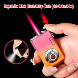 HCM Bật Lửa Khè Xài Gas Hình Máy Ảnh KTS Có Đèn Pin 1