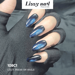 Lizzy Nail 110 | Nailbox Móng Úp Mắt Mèo Xanh Dương Vũ Trụ Galaxy | Set 10 Móng Giả Press On Nails Dự Tiệc, Đám Cưới, Kỷ 1