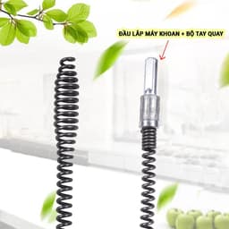 Dây liên dài 5m - 10m với đầu lò xo thông tắc và đầu gắn máy khoan tay quay 4