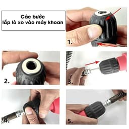 Dây liên dài 5m - 10m với đầu lò xo thông tắc và đầu gắn máy khoan tay quay 6