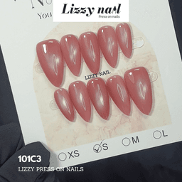 Lizzy Nail 101 | Nailbox Móng Úp Mắt Mèo Hồng  | Set 10 Móng Giả Press On Nails Dự Tiệc, Đám Cưới, Kỷ Yếu 4