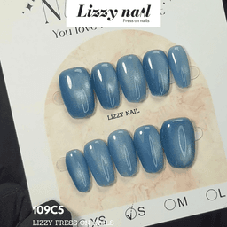Lizzy Nail 109 | Nailbox Móng Úp Mắt Mèo Xanh Bầu Trời | Set 10 Móng Giả Press On Nails Dự Tiệc, Đám Cưới, Kỷ Yếu 5