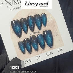 Lizzy Nail 113 | Nailbox Móng Úp Mắt Mèo Lá Ngọc | Set 10 Móng Giả Press On Nails Dự Tiệc, Đám Cưới, Kỷ Yếu 3