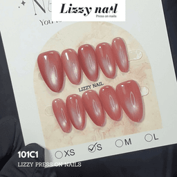 Lizzy Nail 101 | Nailbox Móng Úp Mắt Mèo Hồng  | Set 10 Móng Giả Press On Nails Dự Tiệc, Đám Cưới, Kỷ Yếu 2