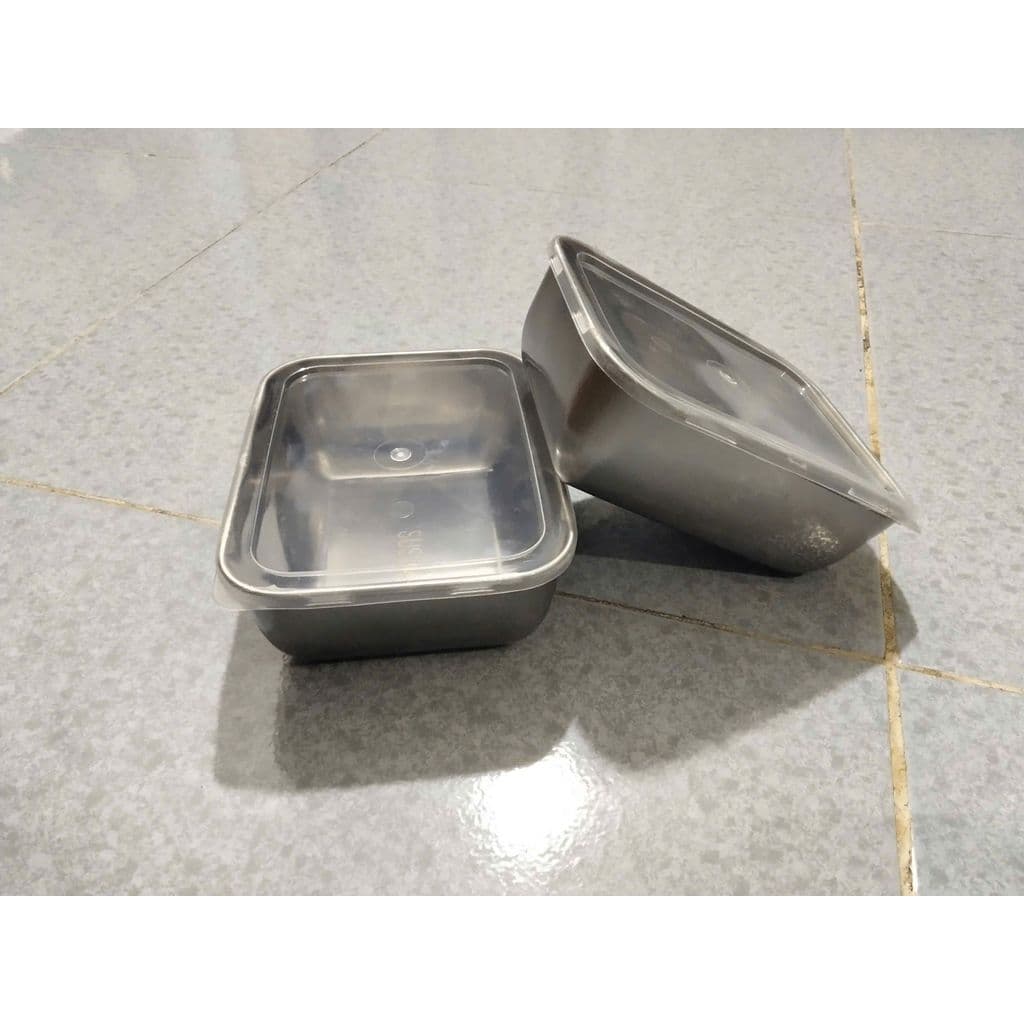 hộp Inox 2200ML, 1500ML nắp đậy, khay thực phẩm chống mùi cho tủ lạnh