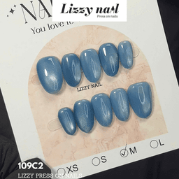 Lizzy Nail 109 | Nailbox Móng Úp Mắt Mèo Xanh Bầu Trời | Set 10 Móng Giả Press On Nails Dự Tiệc, Đám Cưới, Kỷ Yếu 2