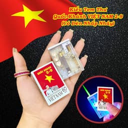 HCM Bật Lửa Khè Xài Gas Chủ Đề Việt Nam Lộ Thiên Có Đèn Led Nhấp Nháy Đẹp Lạ 2