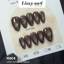 Lizzy Nail 106 | Nailbox Móng Úp Mắt Mèo Nâu Gỗ Trầm | Set 10 Móng Giả Press On Nails Dự Tiệc, Đám Cưới, Kỷ Yếu 5