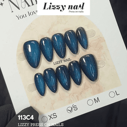 Lizzy Nail 113 | Nailbox Móng Úp Mắt Mèo Lá Ngọc | Set 10 Móng Giả Press On Nails Dự Tiệc, Đám Cưới, Kỷ Yếu 4