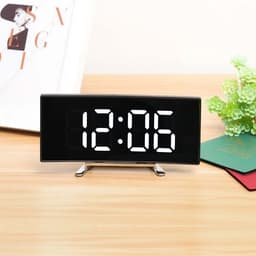 Đồng hồ để bàn LED 3D 7 inch, đồng hồ báo thức với màn hình cong gương sang trọng, hiện đại. 4