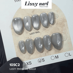 Lizzy Nail 105 | Nailbox Móng Úp Mắt Mèo Xám | Set 10 Móng Giả Press On Nails Dự Tiệc, Đám Cưới, Kỷ Yếu 3
