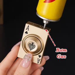 HCM Bật Lửa Khè Xài Gas Hình Lá Bài Vòng Quay Có Đèn Led Nhấp Nháy 8