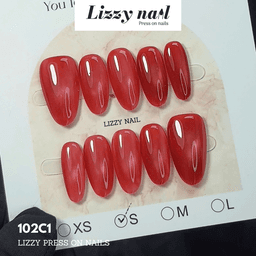 Lizzy Nail 102 | Nailbox Móng Úp Mắt Mèo Đỏ | Set 10 Móng Giả Press On Nails Dự Tiệc, Đám Cưới, Kỷ Yếu 2