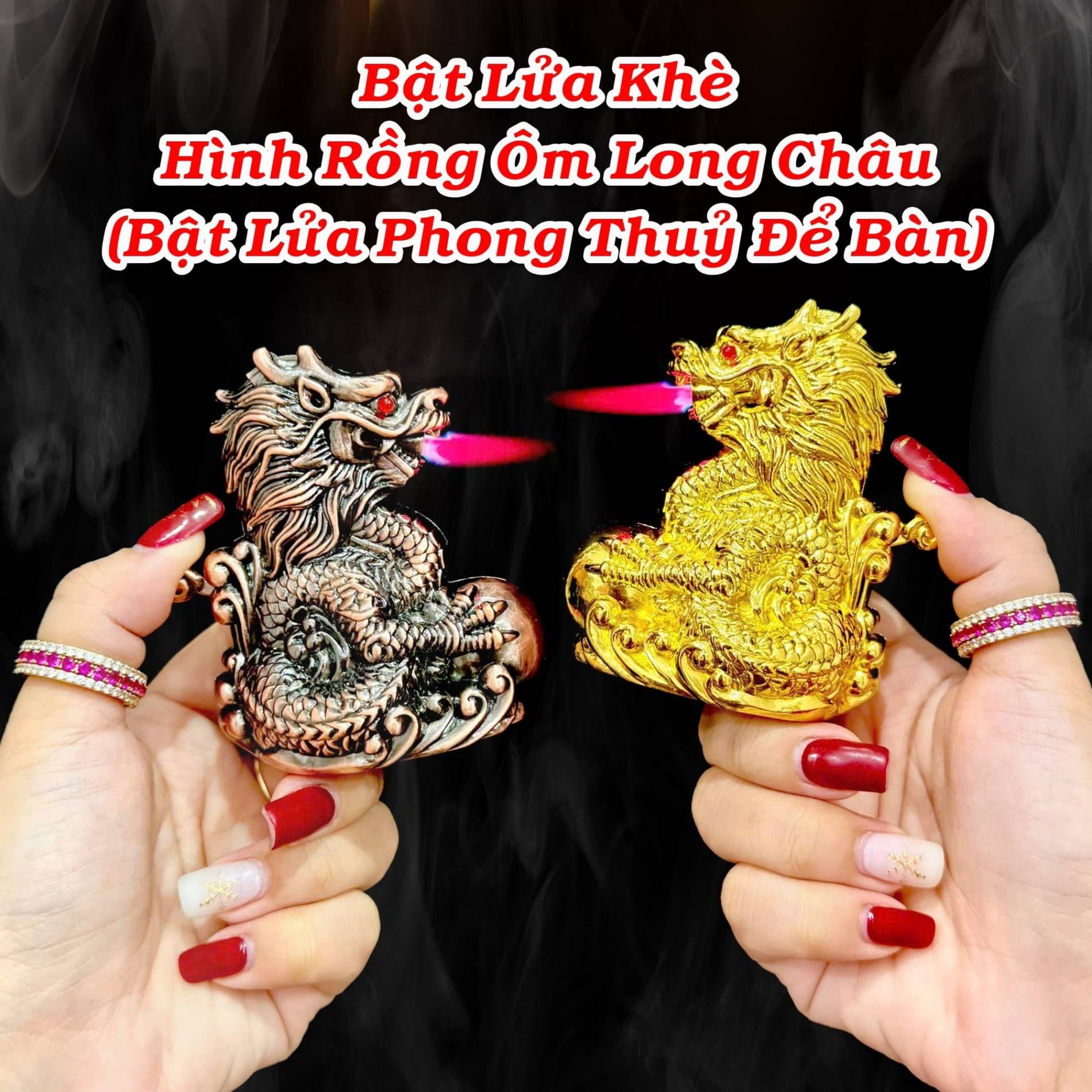 [HCM] Bật Lửa Gas Khè Hình Con Rồng Ôm Long Châu