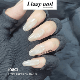 Lizzy Nail 108 | Nailbox Móng Úp Mắt Mèo Trà Vàng  | Set 10 Móng Giả Press On Nails Dự Tiệc, Đám Cưới, Kỷ Yếu 1