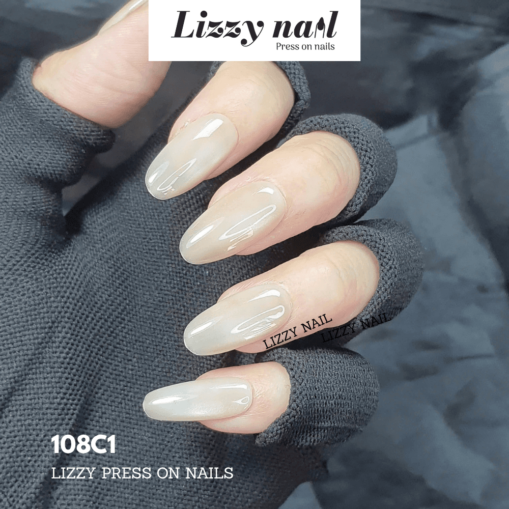 Lizzy Nail 108 | Nailbox Móng Úp Mắt Mèo Trà Vàng  | Set 10 Móng Giả Press On Nails Dự Tiệc, Đám Cưới, Kỷ Yếu