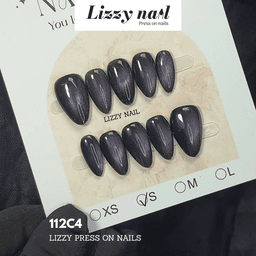 Lizzy Nail 112 | Nailbox Móng Úp Mắt Mèo Tím | Set 10 Móng Giả Press On Nails Dự Tiệc, Đám Cưới, Kỷ Yếu 4