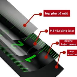 Thước dây 5M đo cung gấp 3 lần có thể kéo dài tới 3M mà không bị gãy, hiển thị màu xanh lá cây. 3