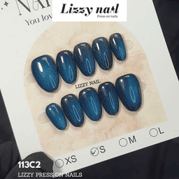Lizzy Nail 113 | Nailbox Móng Úp Mắt Mèo Lá Ngọc | Set 10 Móng Giả Press On Nails Dự Tiệc, Đám Cưới, Kỷ Yếu 2