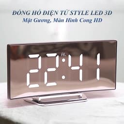 Đồng hồ để bàn LED 3D 7 inch, đồng hồ báo thức với màn hình cong gương sang trọng, hiện đại. 5