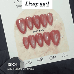 Lizzy Nail 101 | Nailbox Móng Úp Mắt Mèo Hồng  | Set 10 Móng Giả Press On Nails Dự Tiệc, Đám Cưới, Kỷ Yếu 5