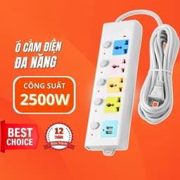 Ổ cắm điện USB đa năng cao cấp, chống giật, 2 cổng USB an toàn, công suất 2500W ,chiều dài 3m tiện lợi cho gia đình,VP 6