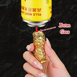 HCM Bật Lửa Móc Khóa Kim Loại Xài Gas Hình Hạt Đậu Phộng May Mắn - Tài Lộc 5