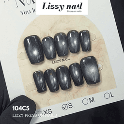 Lizzy Nail 104 | Nailbox Móng Úp Mắt Mèo Đen | Set 10 Móng Giả Press On Nails Dự Tiệc, Đám Cưới, Kỷ Yếu 6