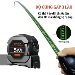 Thước dây 5M đo cung gấp 3 lần có thể kéo dài tới 3M mà không bị gãy, hiển thị màu xanh lá cây. 1