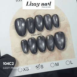 Lizzy Nail 104 | Nailbox Móng Úp Mắt Mèo Đen | Set 10 Móng Giả Press On Nails Dự Tiệc, Đám Cưới, Kỷ Yếu 3
