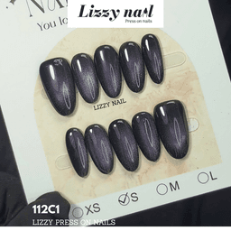 Lizzy Nail 112 | Nailbox Móng Úp Mắt Mèo Tím | Set 10 Móng Giả Press On Nails Dự Tiệc, Đám Cưới, Kỷ Yếu 1