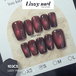 Lizzy Nail 103 | Nailbox Móng Úp Mắt Mèo Đỏ Cherry | Set 10 Móng Giả Press On Nails Dự Tiệc, Đám Cưới, Kỷ Yếu 6