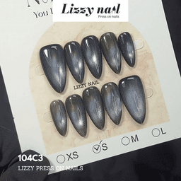 Lizzy Nail 104 | Nailbox Móng Úp Mắt Mèo Đen | Set 10 Móng Giả Press On Nails Dự Tiệc, Đám Cưới, Kỷ Yếu 4
