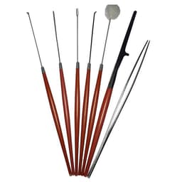 Bộ dụng cụ chăm sóc da bằng gỗ và kim loại trong hộp gỗ sang trọng. 4