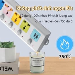 Ổ cắm điện USB đa năng cao cấp, chống giật, 2 cổng USB an toàn, công suất 2500W ,chiều dài 3m tiện lợi cho gia đình,VP 3