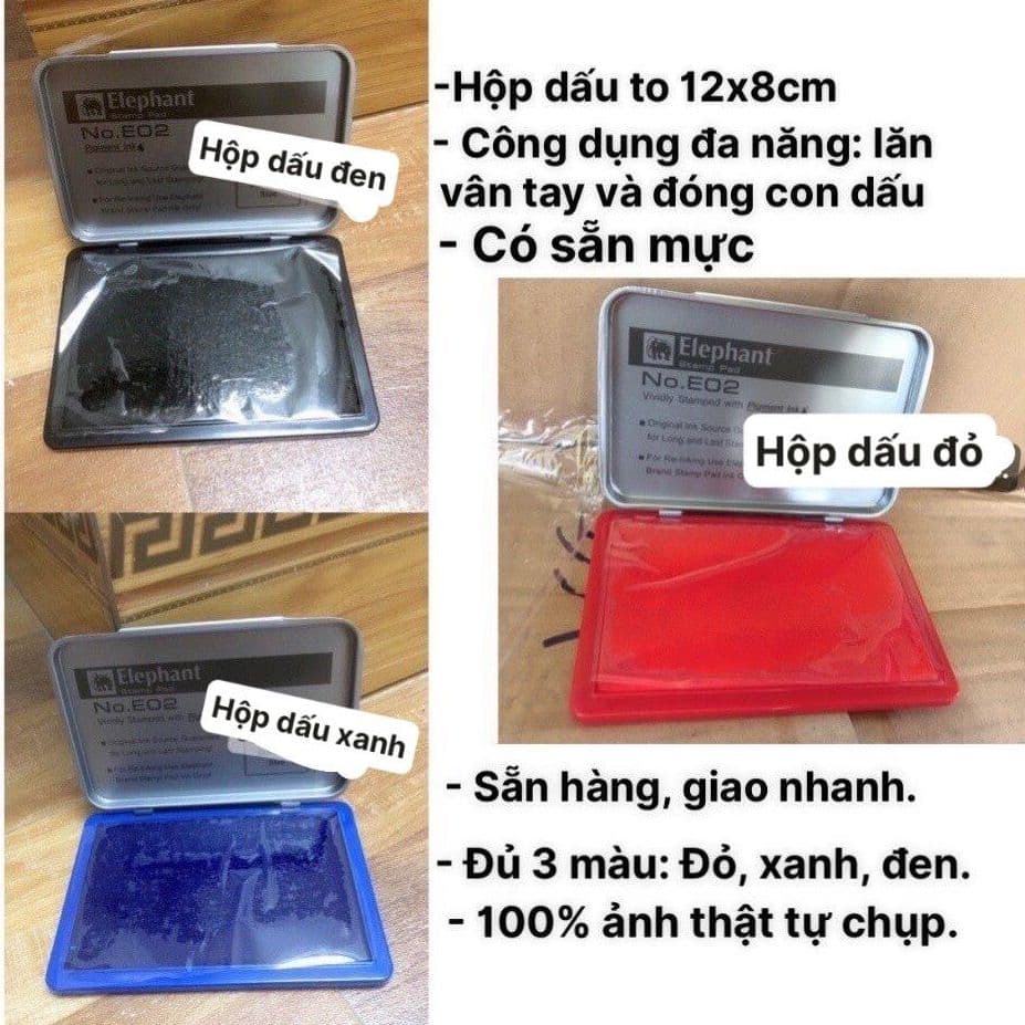 (sẵn mực) Khay Hộp Dấu Lăn Vân Tay Điểm Chỉ Khay Đóng Dấu Xanh Đỏ Đen Hình Chữ Nhật