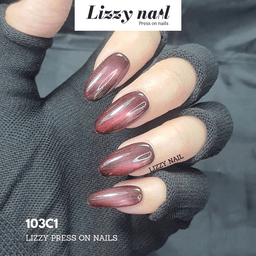 Lizzy Nail 103 | Nailbox Móng Úp Mắt Mèo Đỏ Cherry | Set 10 Móng Giả Press On Nails Dự Tiệc, Đám Cưới, Kỷ Yếu 1