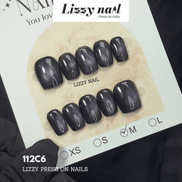 Lizzy Nail 112 | Nailbox Móng Úp Mắt Mèo Tím | Set 10 Móng Giả Press On Nails Dự Tiệc, Đám Cưới, Kỷ Yếu 6