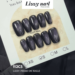 Lizzy Nail 112 | Nailbox Móng Úp Mắt Mèo Tím | Set 10 Móng Giả Press On Nails Dự Tiệc, Đám Cưới, Kỷ Yếu 5