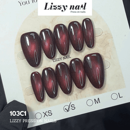 Lizzy Nail 103 | Nailbox Móng Úp Mắt Mèo Đỏ Cherry | Set 10 Móng Giả Press On Nails Dự Tiệc, Đám Cưới, Kỷ Yếu 2