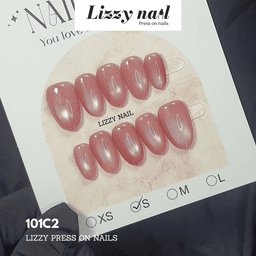 Lizzy Nail 101 | Nailbox Móng Úp Mắt Mèo Hồng  | Set 10 Móng Giả Press On Nails Dự Tiệc, Đám Cưới, Kỷ Yếu 3