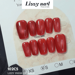 Lizzy Nail 102 | Nailbox Móng Úp Mắt Mèo Đỏ | Set 10 Móng Giả Press On Nails Dự Tiệc, Đám Cưới, Kỷ Yếu 6