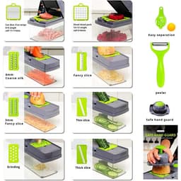 Dụng cụ cắt rau củ đa năng có nắp, hộp dao tích hợp tiện lợi cho món ăn hạt lựu hoàn hảo 4