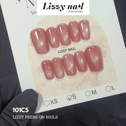Lizzy Nail 101 | Nailbox Móng Úp Mắt Mèo Hồng  | Set 10 Móng Giả Press On Nails Dự Tiệc, Đám Cưới, Kỷ Yếu 6