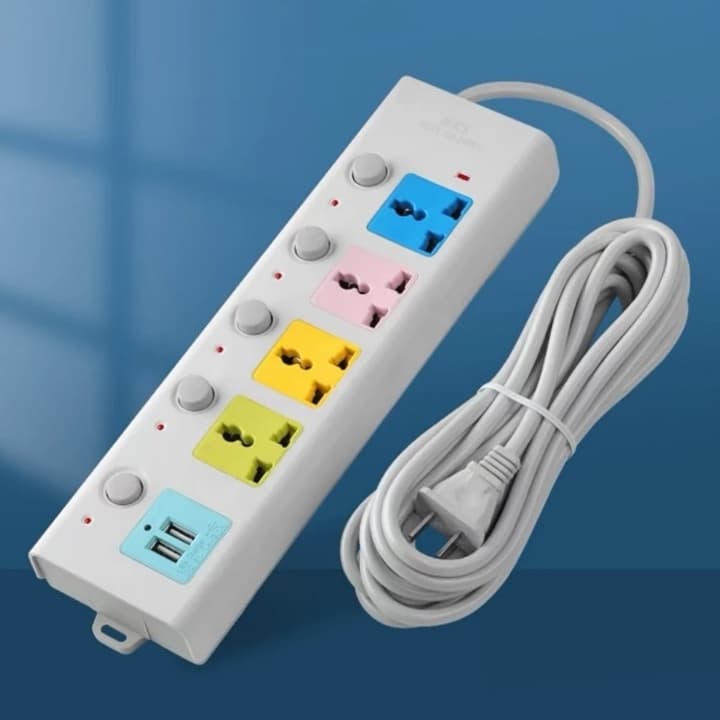 Ổ cắm điện USB đa năng cao cấp, chống giật, 2 cổng USB an toàn, công suất 2500W ,chiều dài 3m tiện lợi cho gia đình,VP
