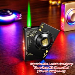 HCM Bật Lửa Khè Xài Gas Hình Lá Bài Vòng Quay Có Đèn Led Nhấp Nháy 5