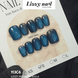 Lizzy Nail 113 | Nailbox Móng Úp Mắt Mèo Lá Ngọc | Set 10 Móng Giả Press On Nails Dự Tiệc, Đám Cưới, Kỷ Yếu 6